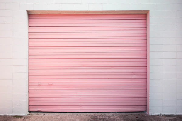 Close-up of a sleek garage door motor installed on a modern garage