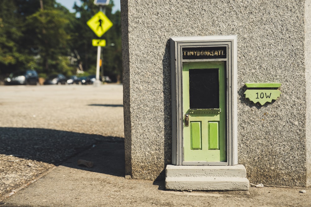 closed green wooden door