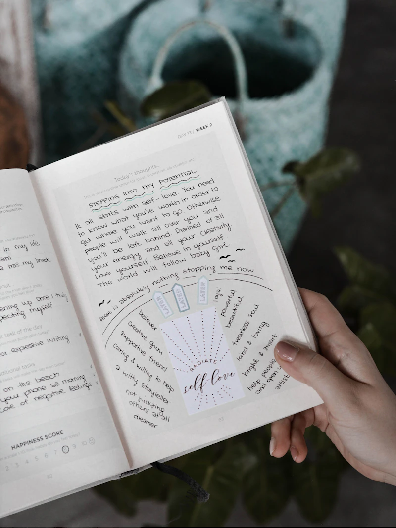 Open notebook for journal prompts