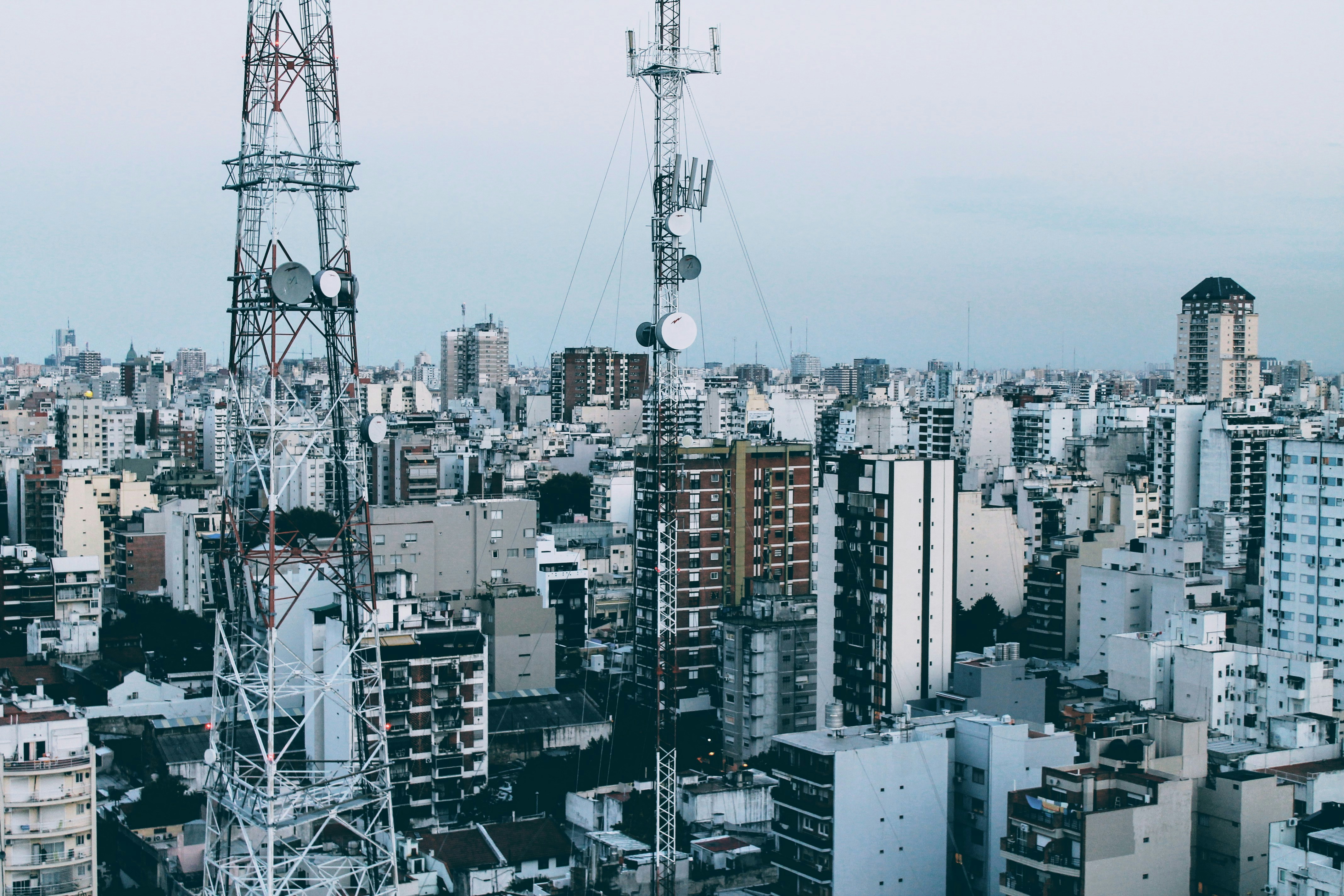 aerial photography of gray buildings