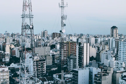 aerial photography of gray buildings
