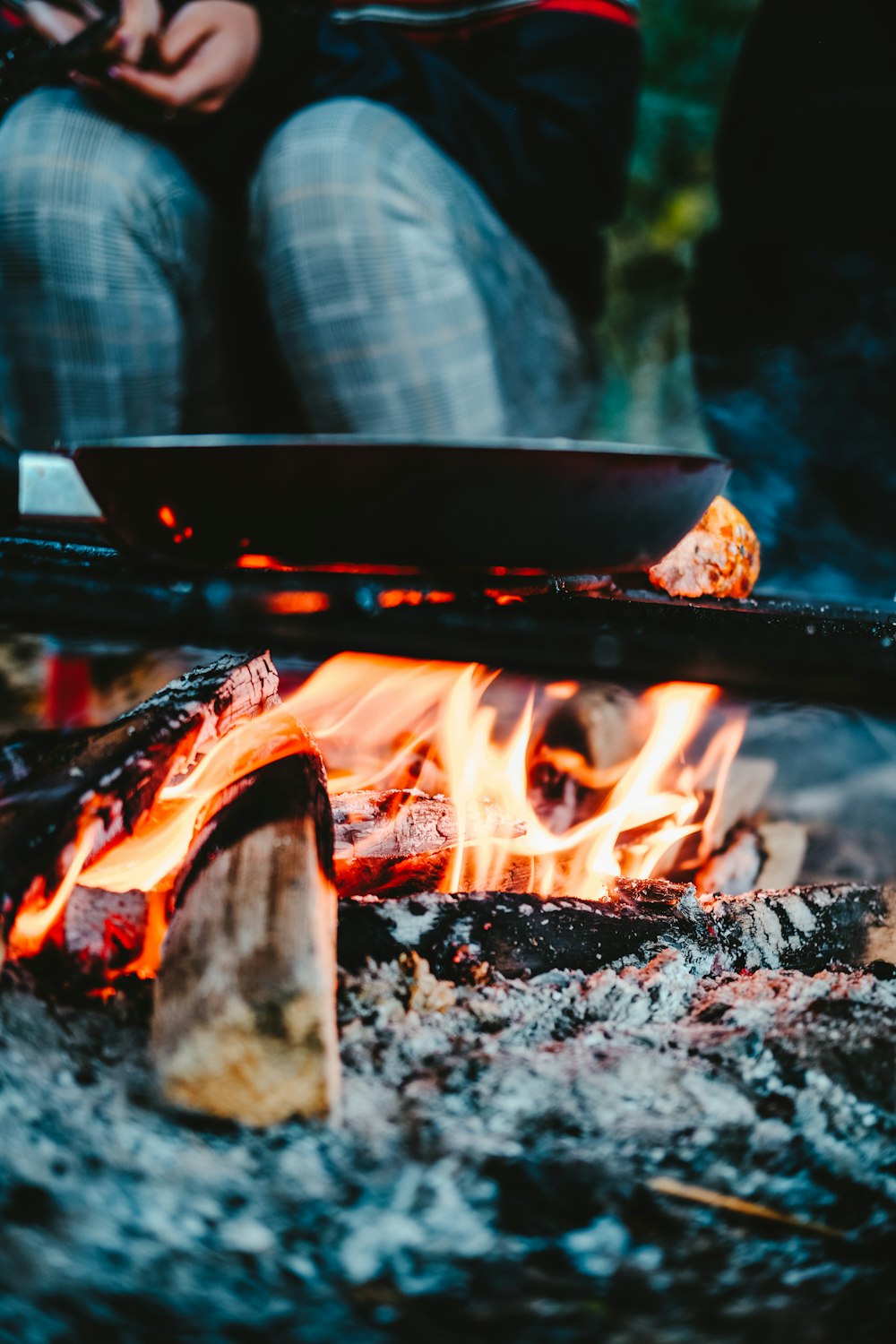 black frying pan on grill