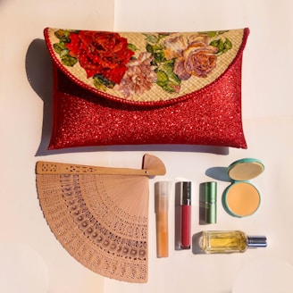 flat-lay photography of cosmetic kit