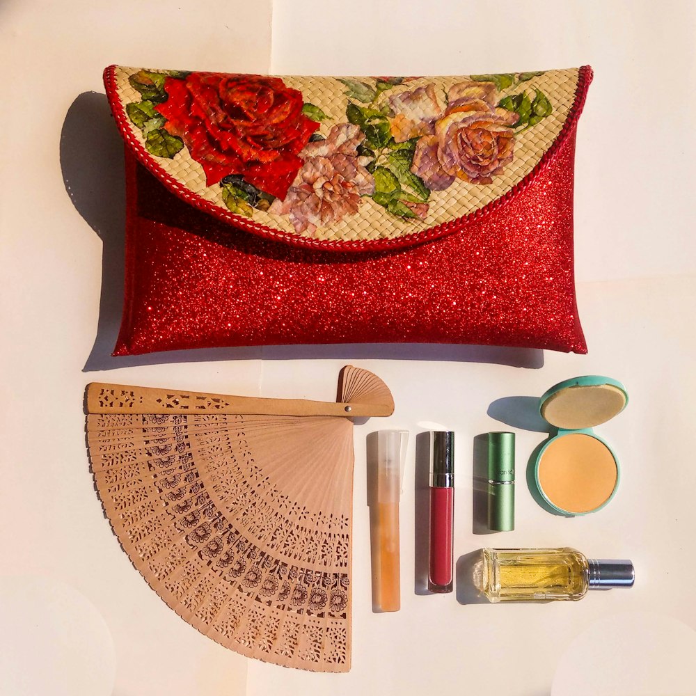 flat-lay photography of cosmetic kit