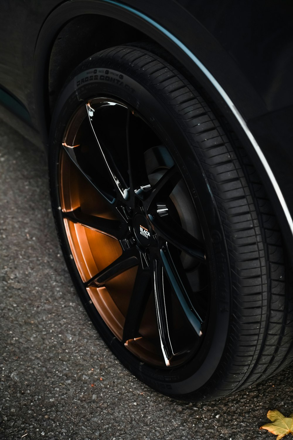 black multi-spoke auto wheel and vehicle tire
