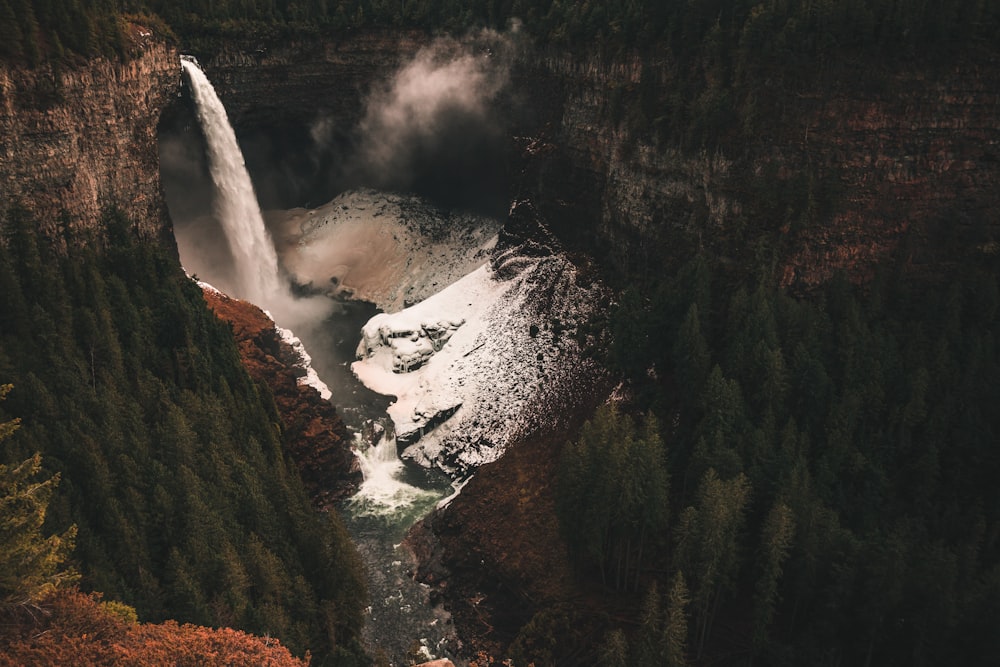 aerial view of waterfalls