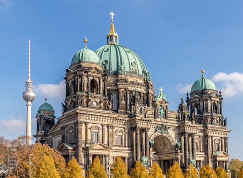brown and blue cathedral