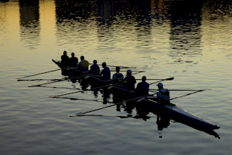 men rowing boat