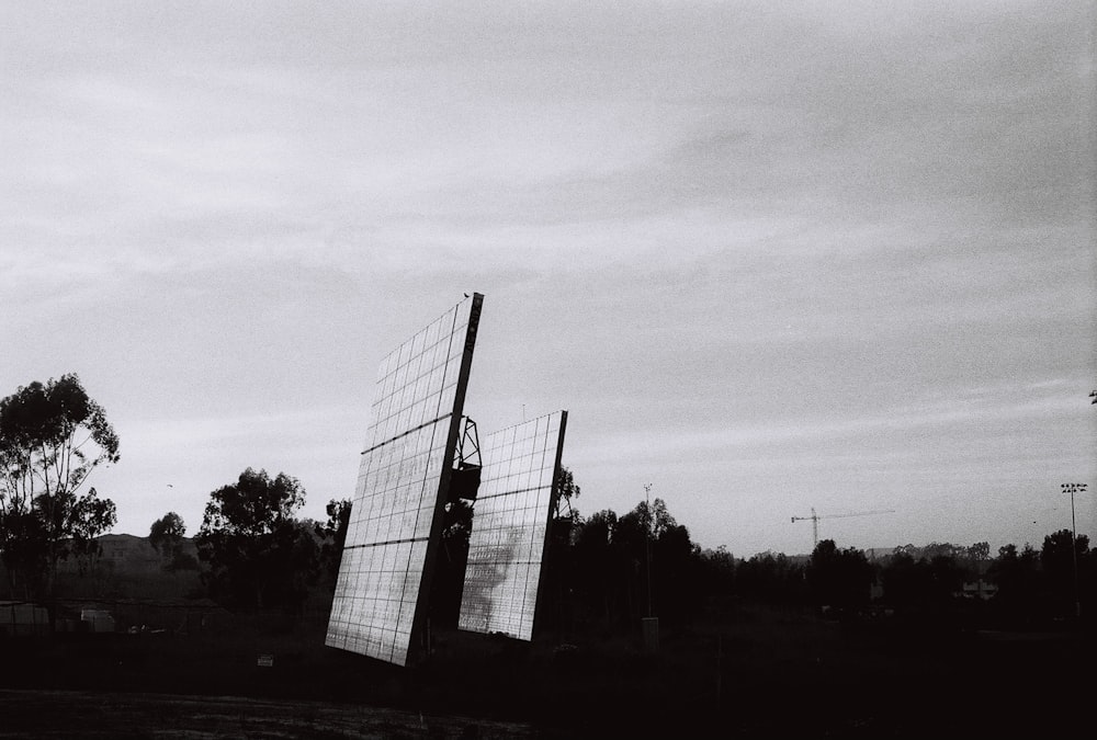 grayscale photo of solar panels