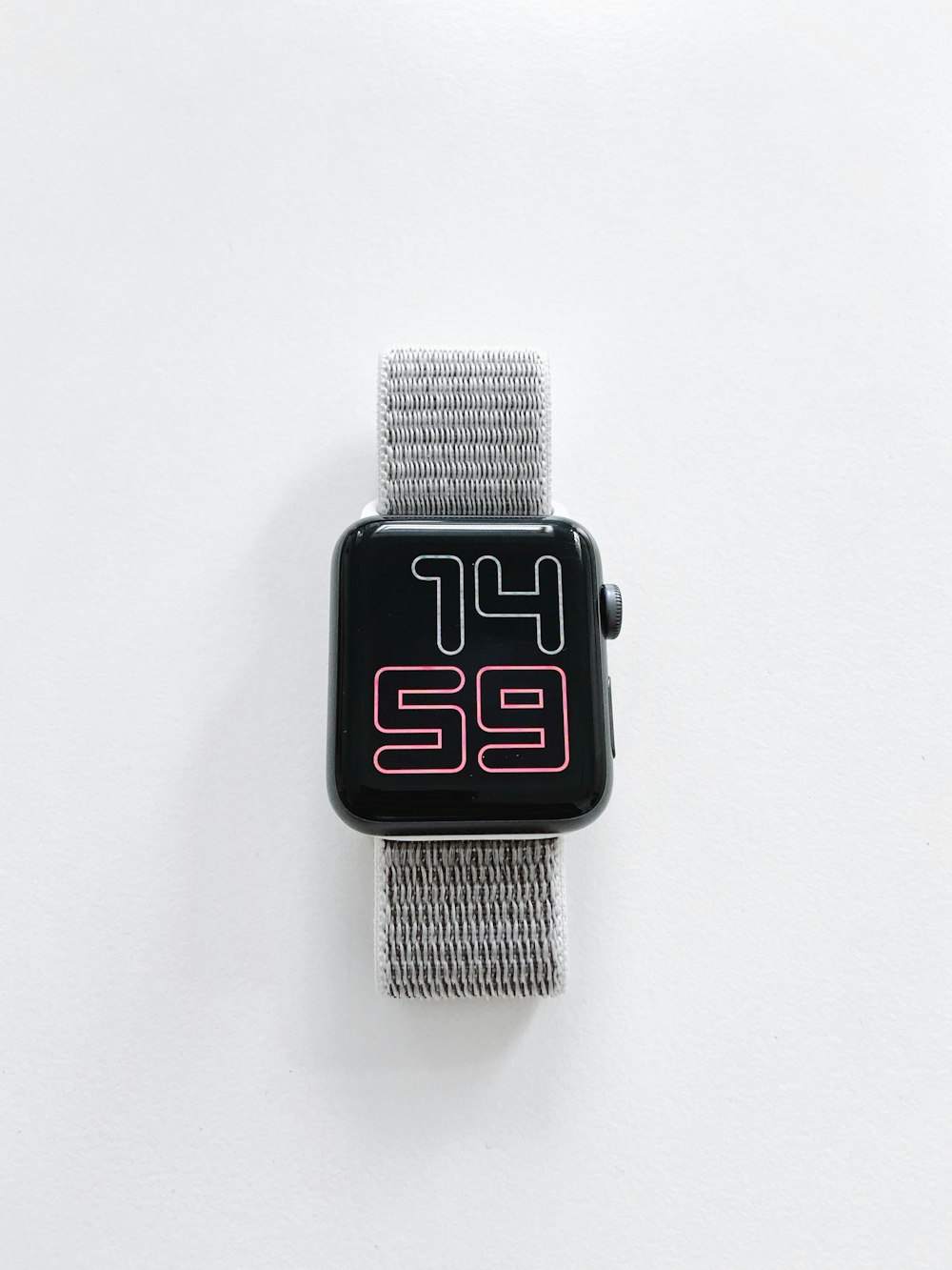 black smartwatch with gray strap