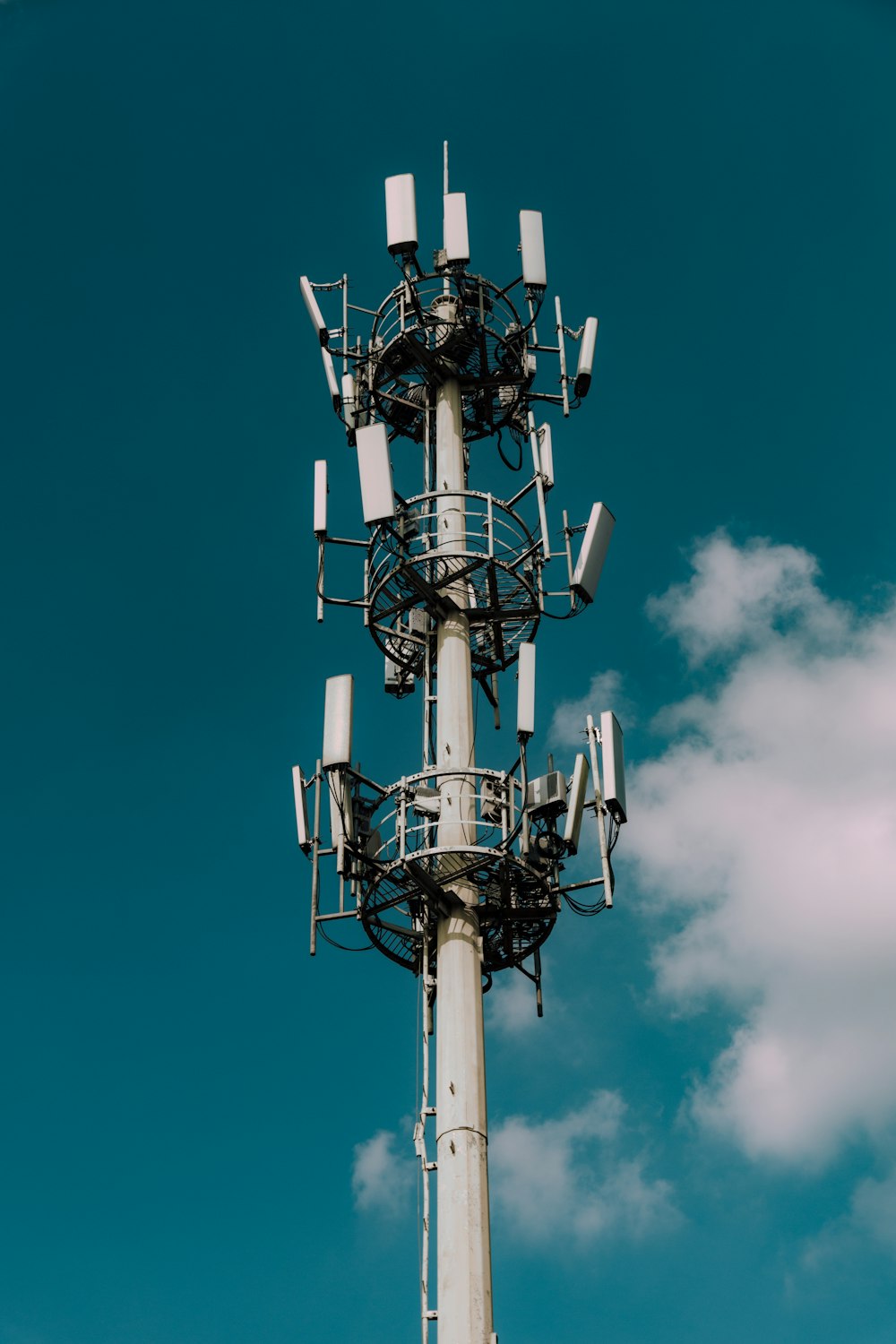 white metal transmission tower