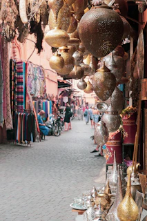 Middle Eastern souk market scene with brass lanterns — wall frame art for UAE homes