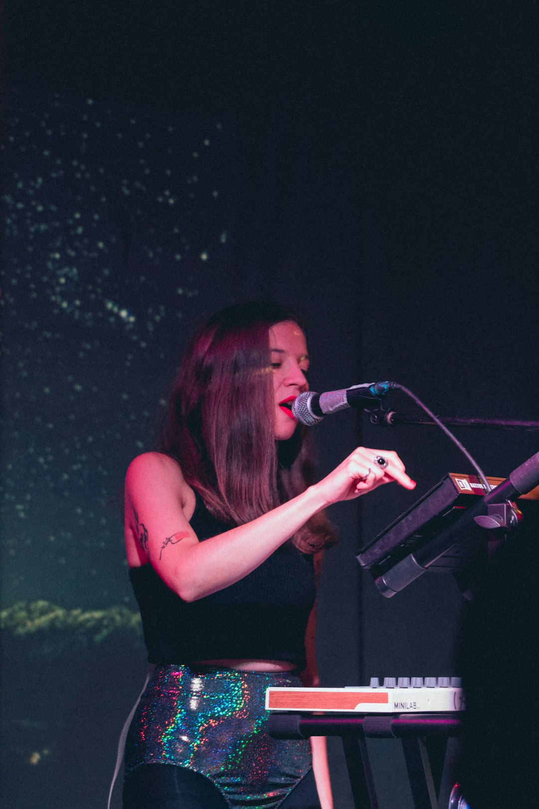 woman using microphone