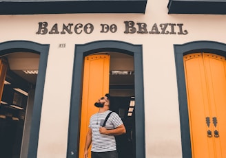 man standing in front of door