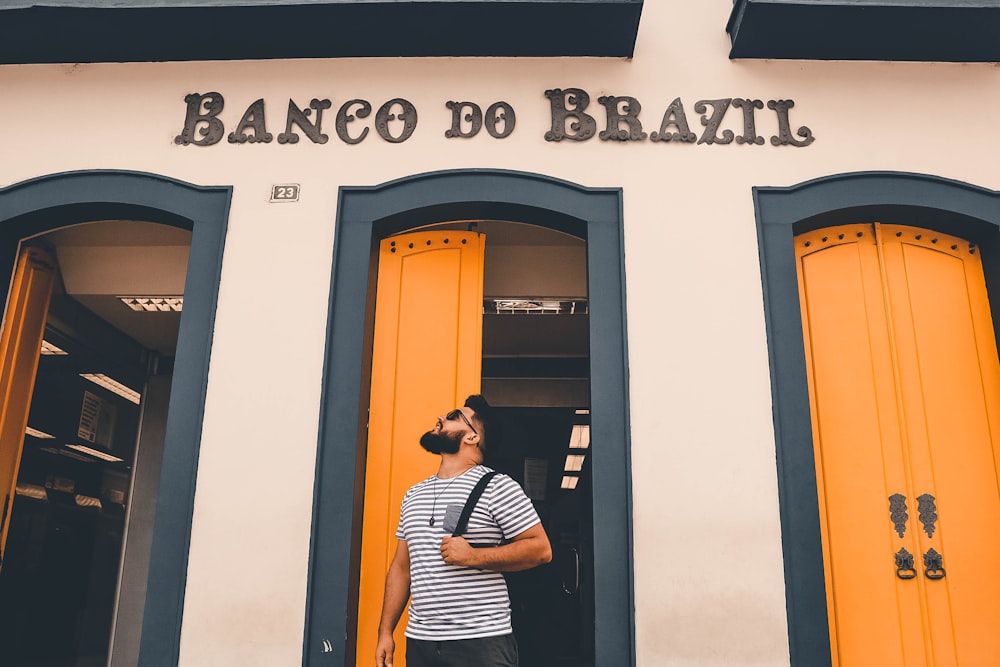 man standing in front of door