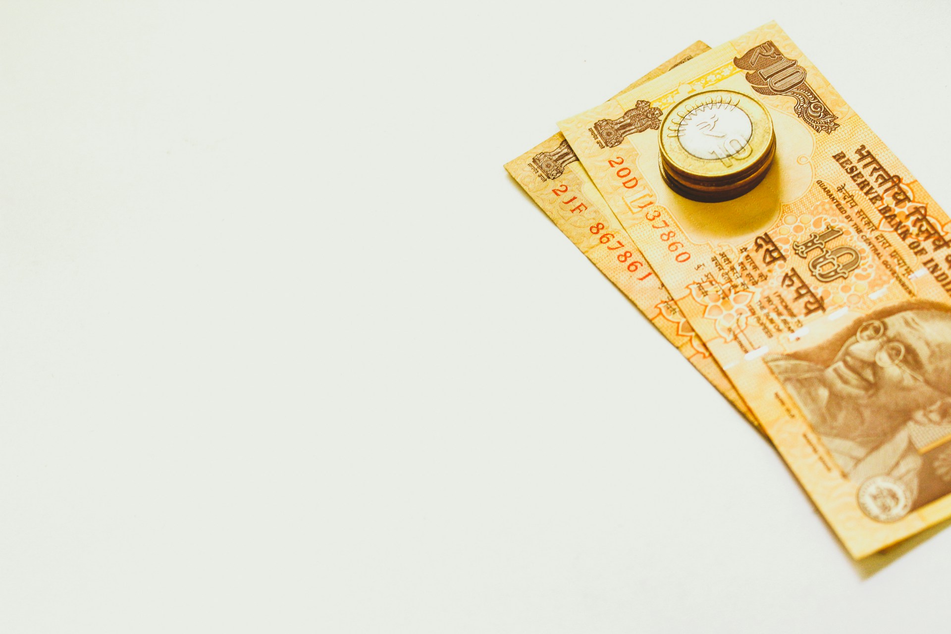 two Indian rupee banknotes