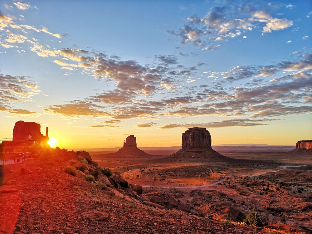 brown rock formation during golden hour