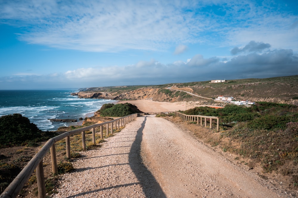 empty road near seashore