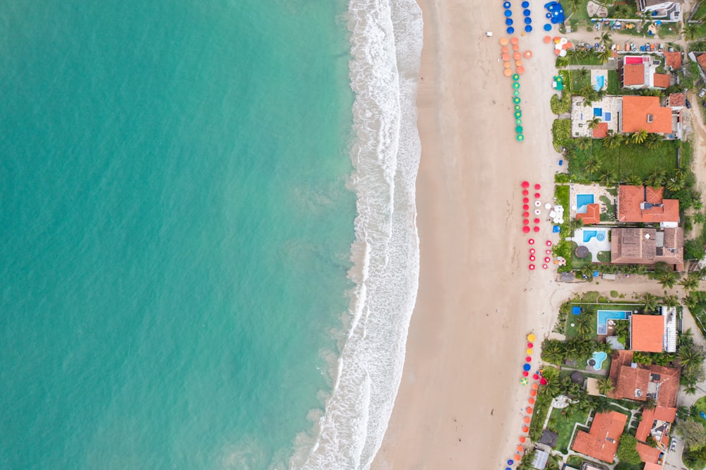 aerial photograph of seashore