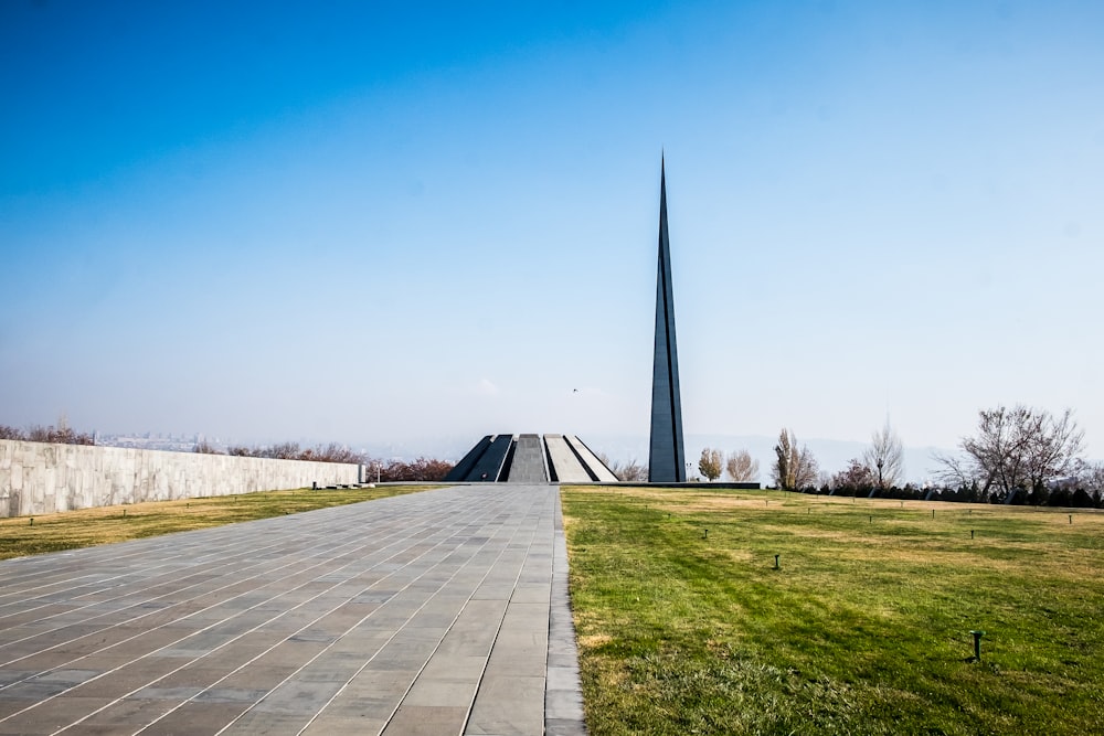 green grass near monument