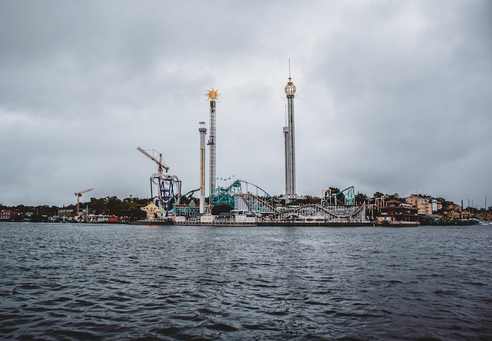 body of water across towers and buildings