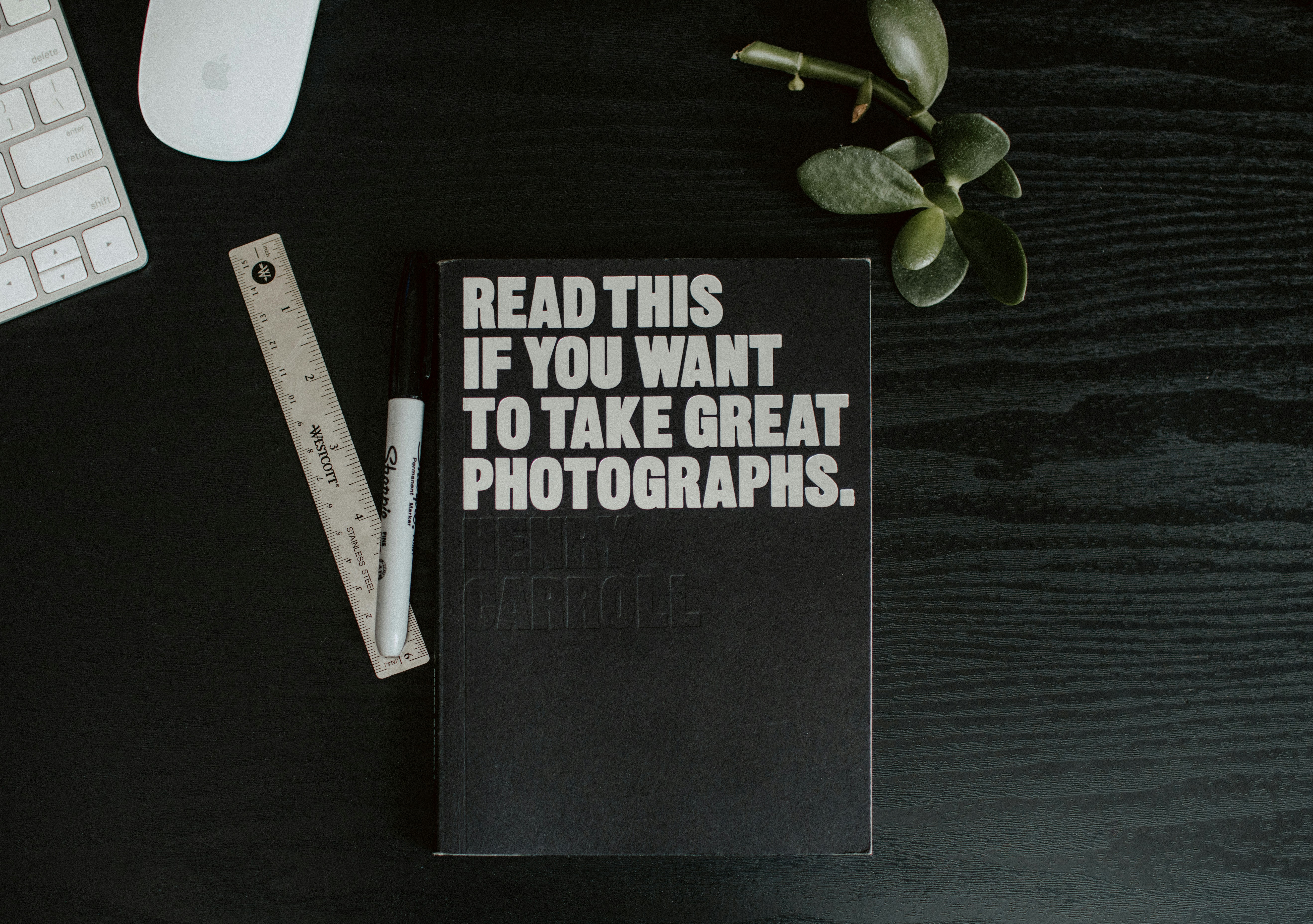 Photography reference book on a desk