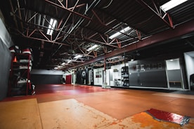 red metal ceiling frame