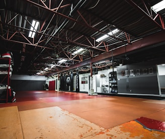 red metal ceiling frame