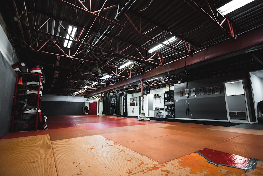 red metal ceiling frame