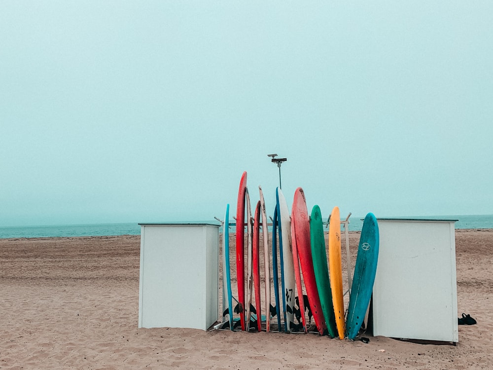 surfboards on seashore