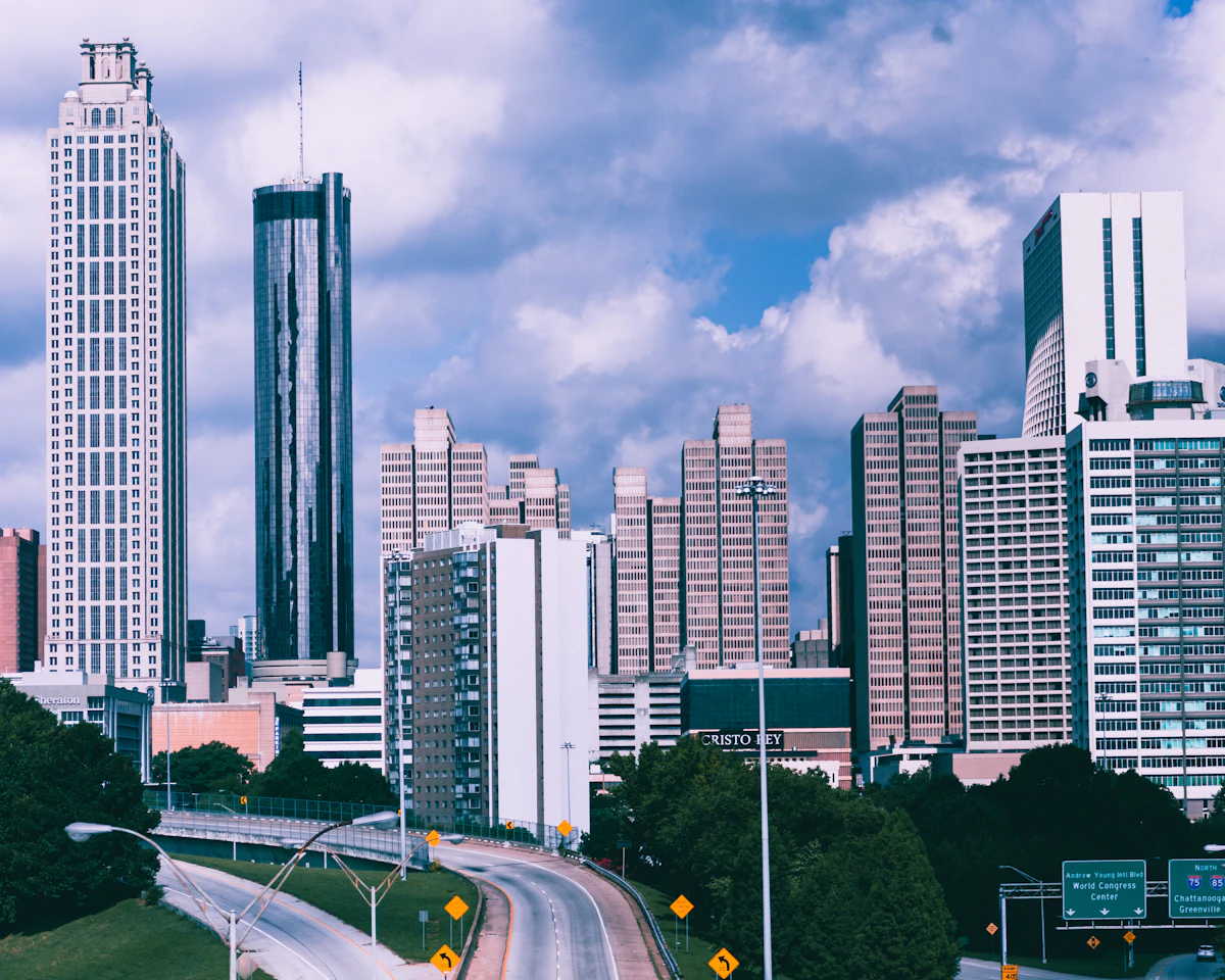 Atlanta skyline with downtown high-rise buildings during daytime