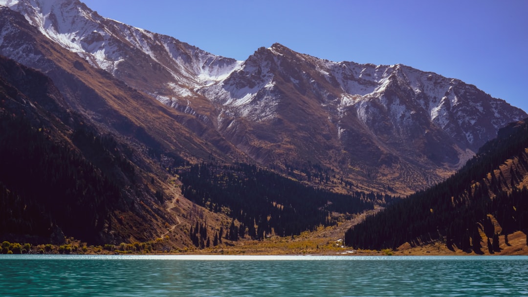 calm water during golden hour in Almaty Region Kazakhstan