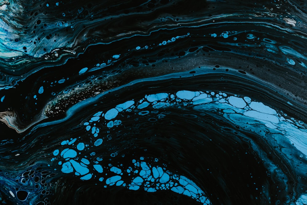 a black and blue abstract painting