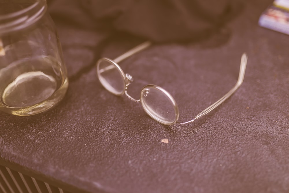 grey frame eyeglasses