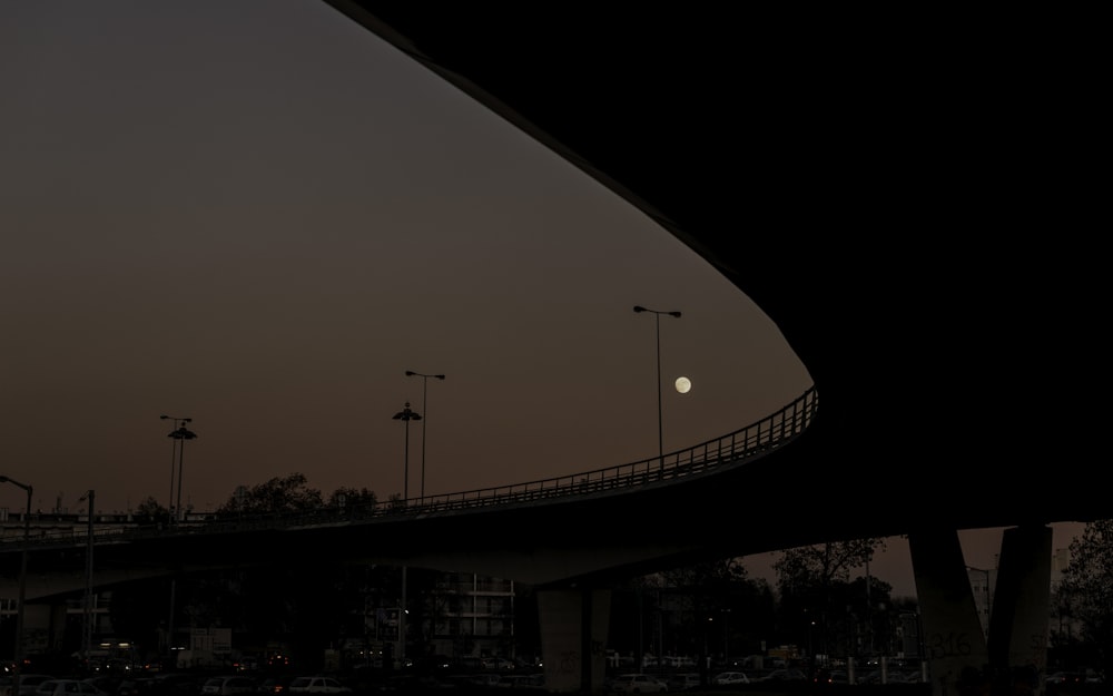 grey concrete overpass at night