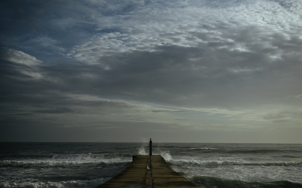 brown wooden dock front of sea during daytime