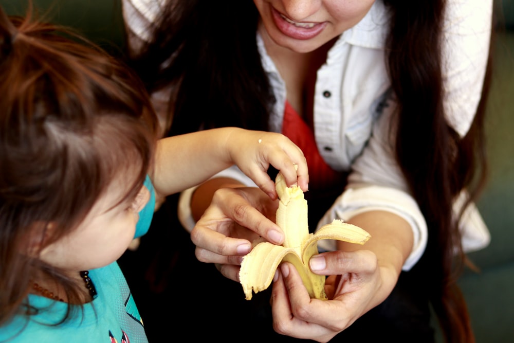 woman peeled banana