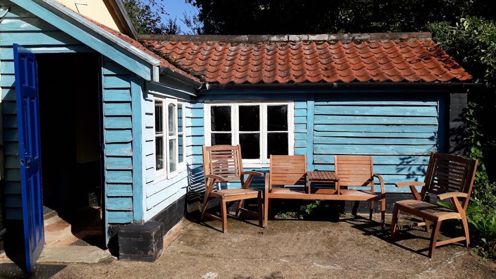 blue wooden house