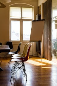 black metal base chairs inside room