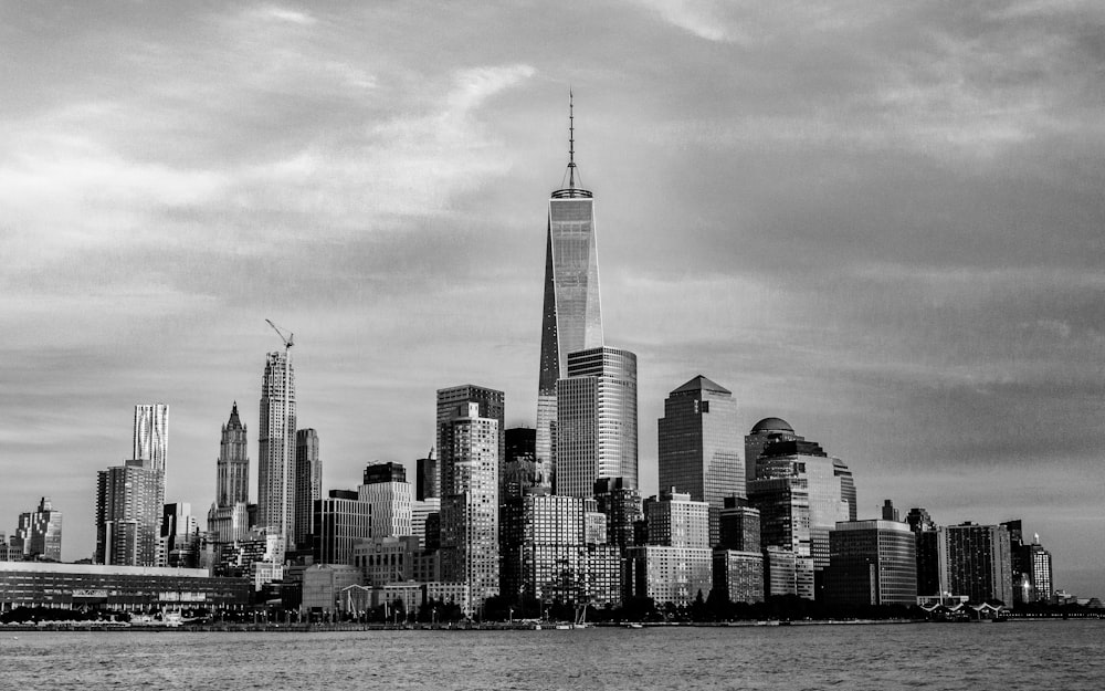 grayscale photography of One World Trade Center