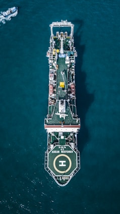 high-angle photography of ship