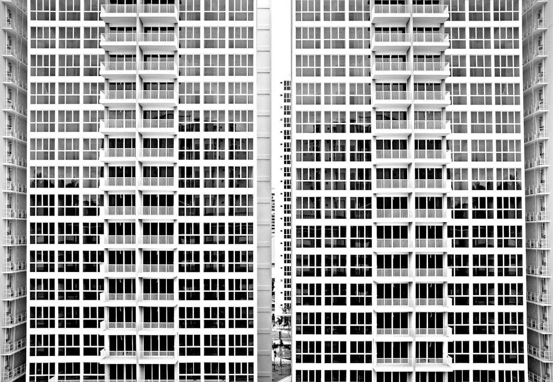 white and black concrete building close-up photography