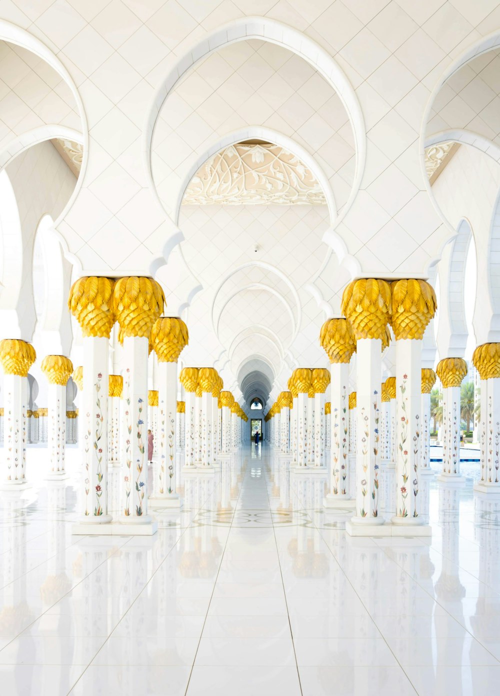 white and yellow hallway