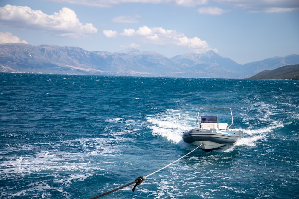 empty white and gray speedboat