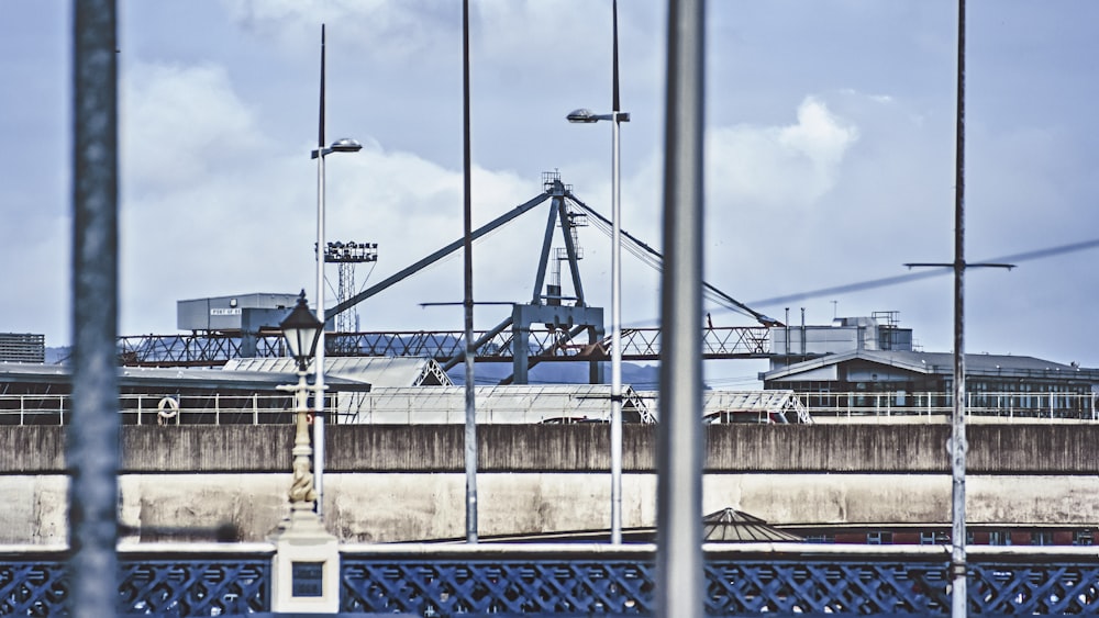 metal poles across metal building