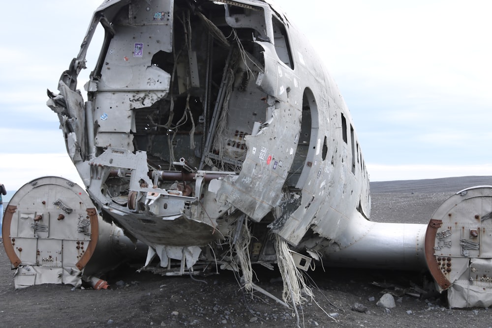 airplane wreck on sand