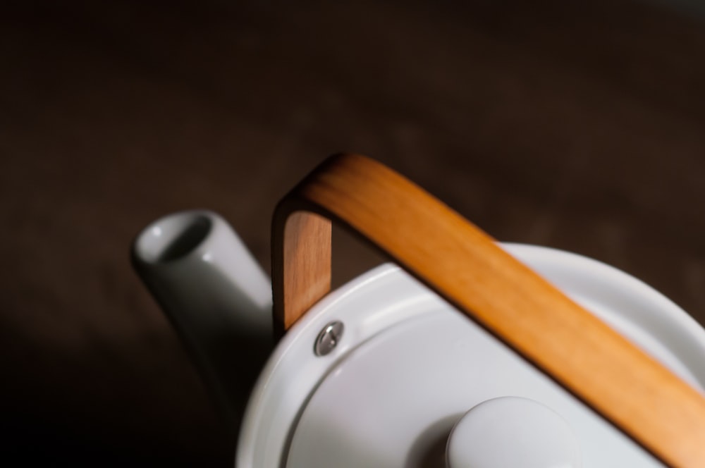 white ceramic teapot