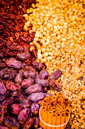 Assorted dry fruits neatly packed in elegant gift boxes.