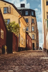 yellow and brown buildings
