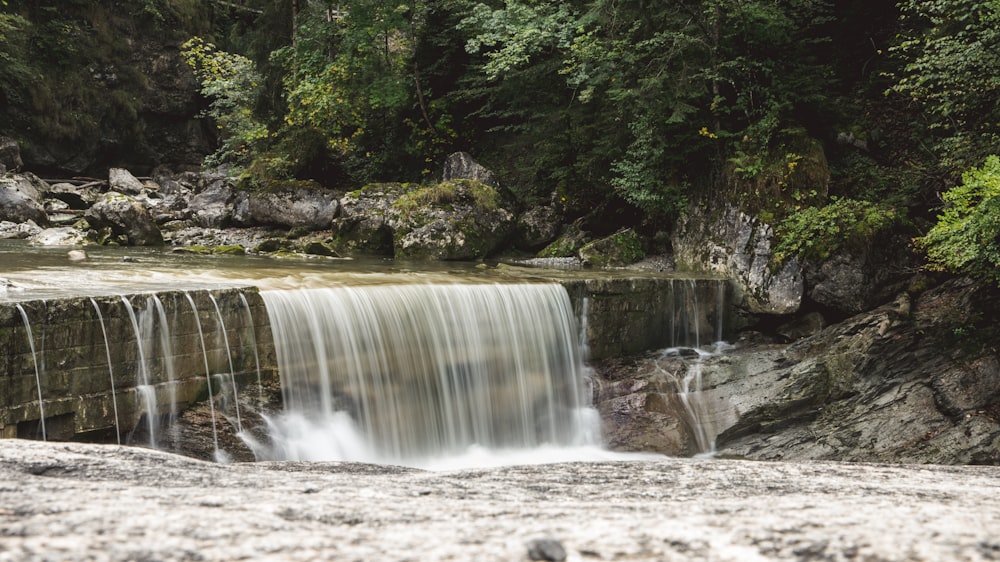 time lapse photo of waterfalls